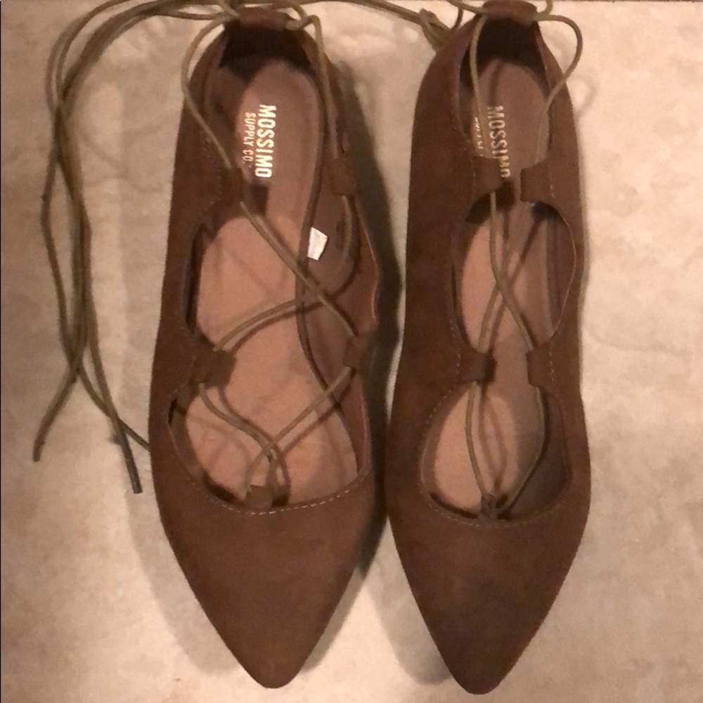 Brown lace up flats